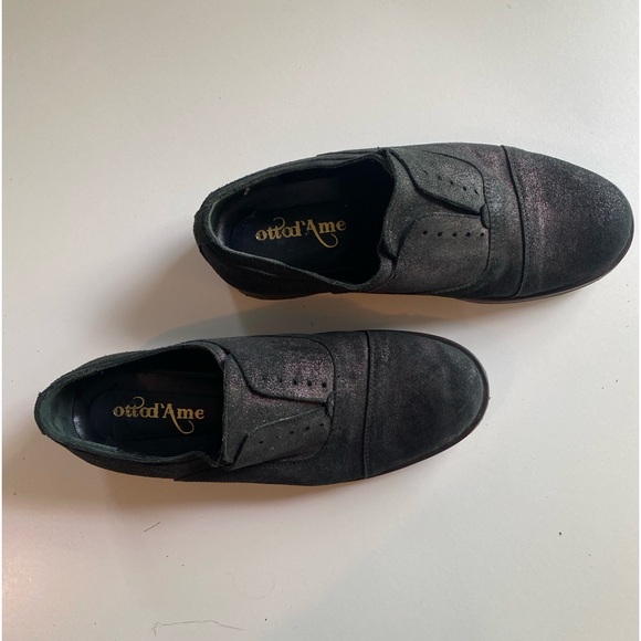 Otto d’Ame Size 38 Metallic Sueded Slip On Laceless Oxford Shoes - Picture 4 of 8